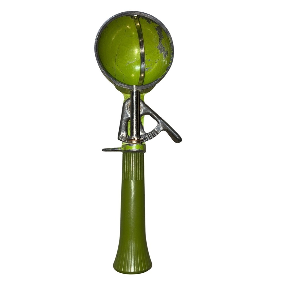 Vintage Disher Ice Cream Scoop Green Bonny Products USA Size 16 2.5"